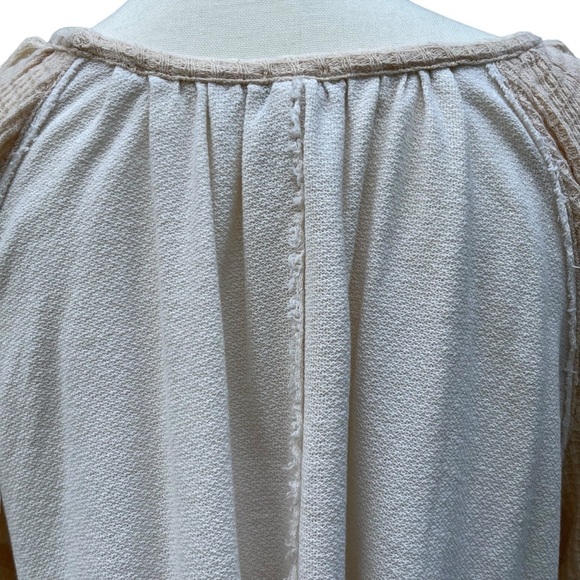 We The Free Boho Cropped Puff Sleeve Cream Flowy Blouse Size S - Picture 9 of 13